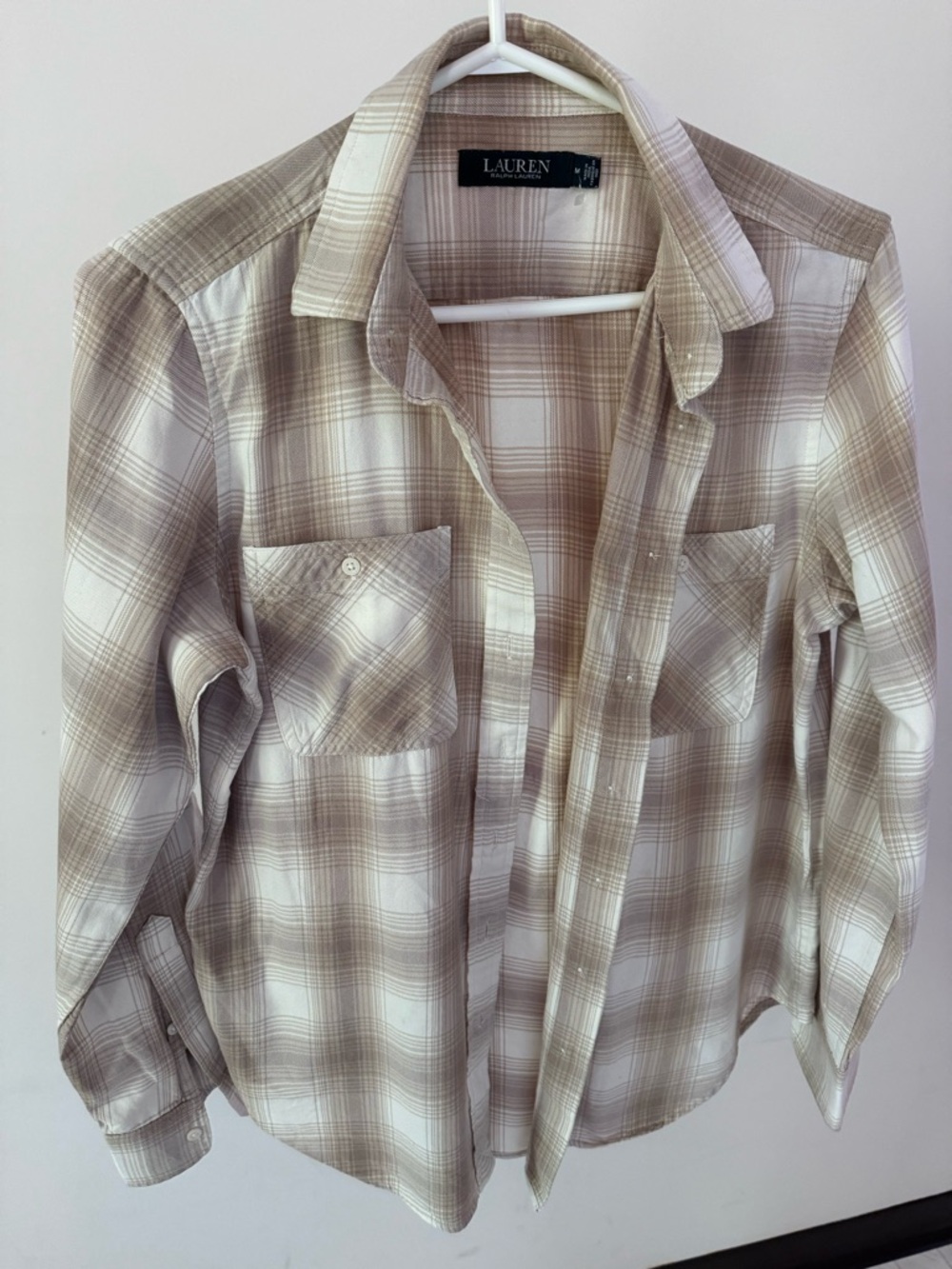 Lauren Ralph Lauren Beige Cotton Button-Up Shirt
